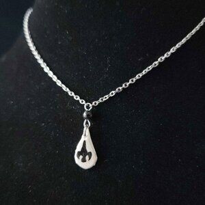 Victorian Gothic fleur de lys choker necklace with a small silver chain